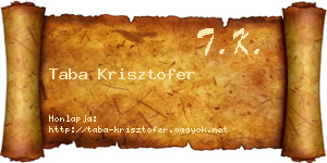 Taba Krisztofer névjegykártya